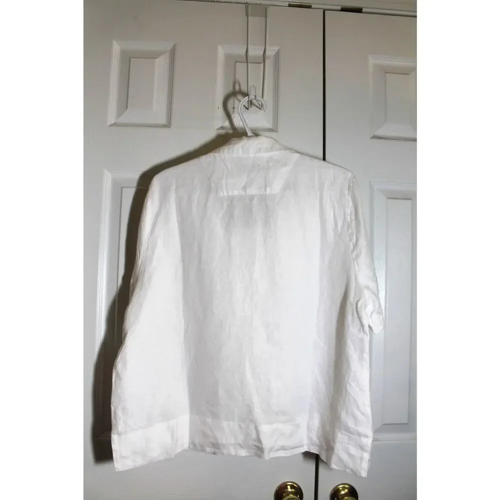Quince 100% European Linen White Short Sleeve Boxy Shirt sz L NEW - Picture 3 of 4